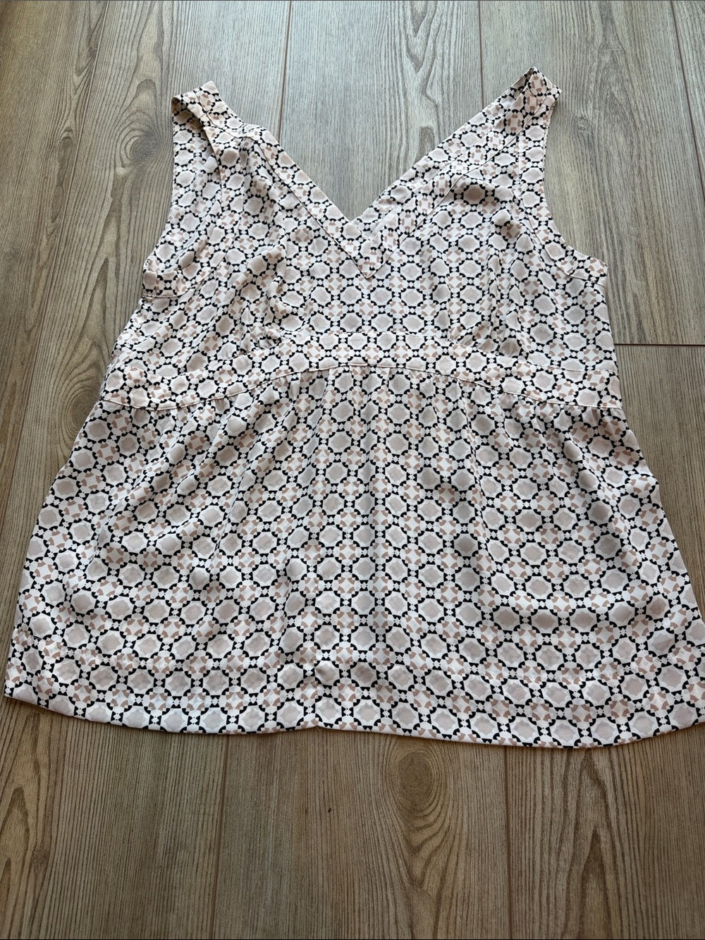 LOFT Blush Pink and Black Patterned V-Neck Camisole